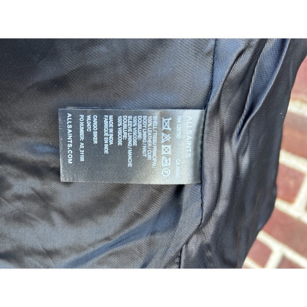 Women's ALL SAINT'S Cargo Biker Jacket Black Distressed Look US Sz 6 - Picture 10 of 10